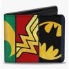 Wallets * | Boxlunch Dc Comics Justice League 5 Superhero Textulogo Close Up Panels Bifold Wallet