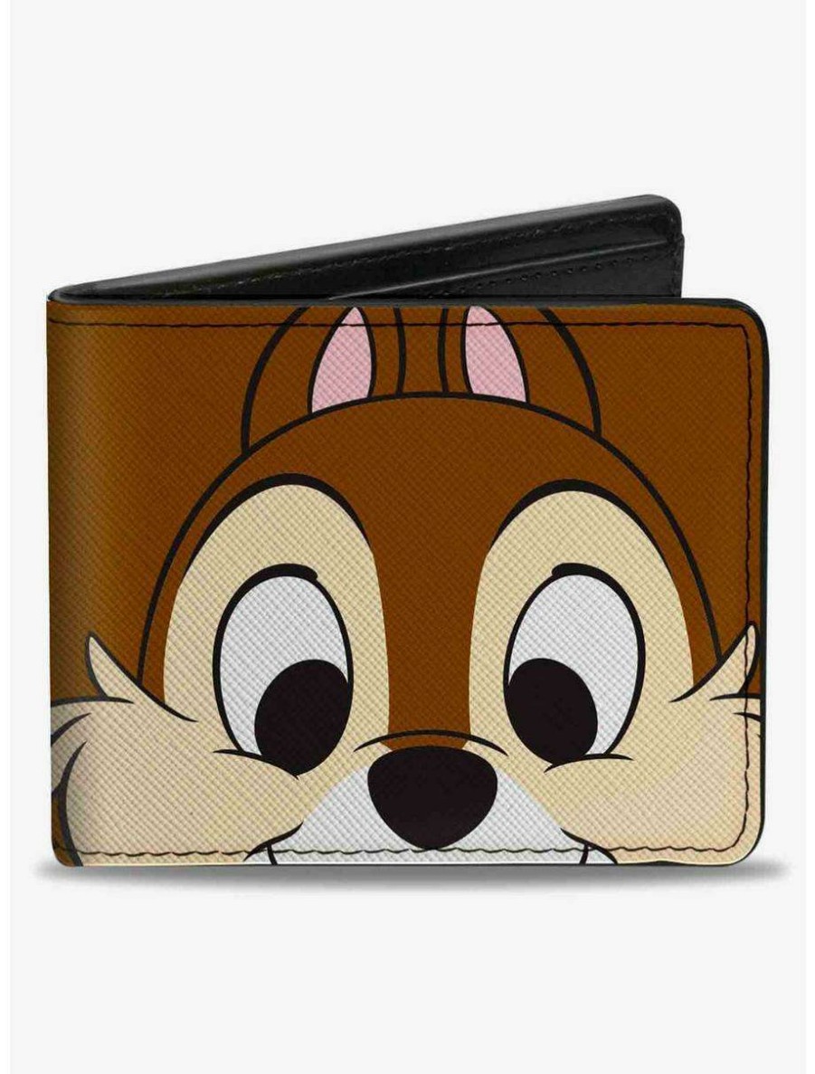 Wallets * | Boxlunch Disney Chip And Dale Chip Face Close Up And Autograph Bifold Wallet