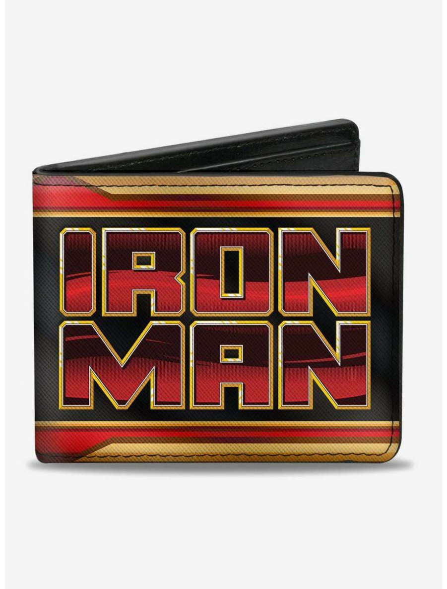 Wallets * | Boxlunch Marvel Iron Man Text Arc Reactor Bi-Fold Wallet