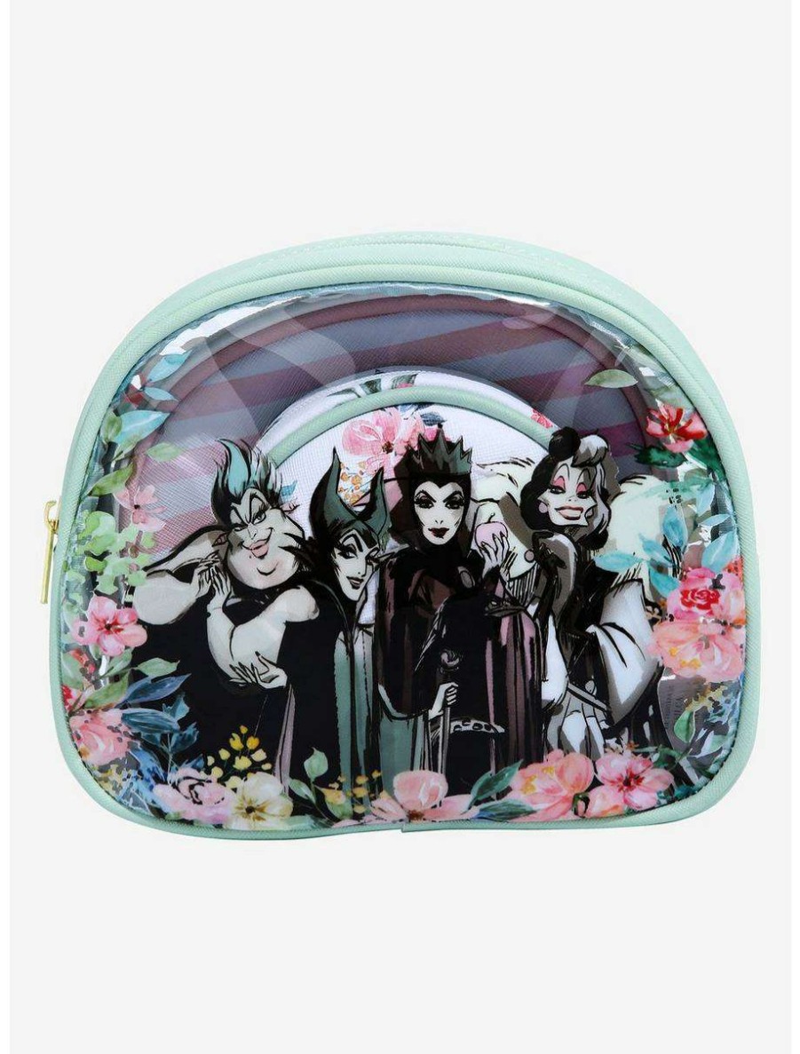 Cosmetic Bags * | Boxlunch Disney Villains Floral Cosmetic Bag Set