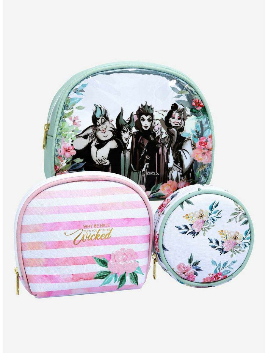 Cosmetic Bags * | Boxlunch Disney Villains Floral Cosmetic Bag Set