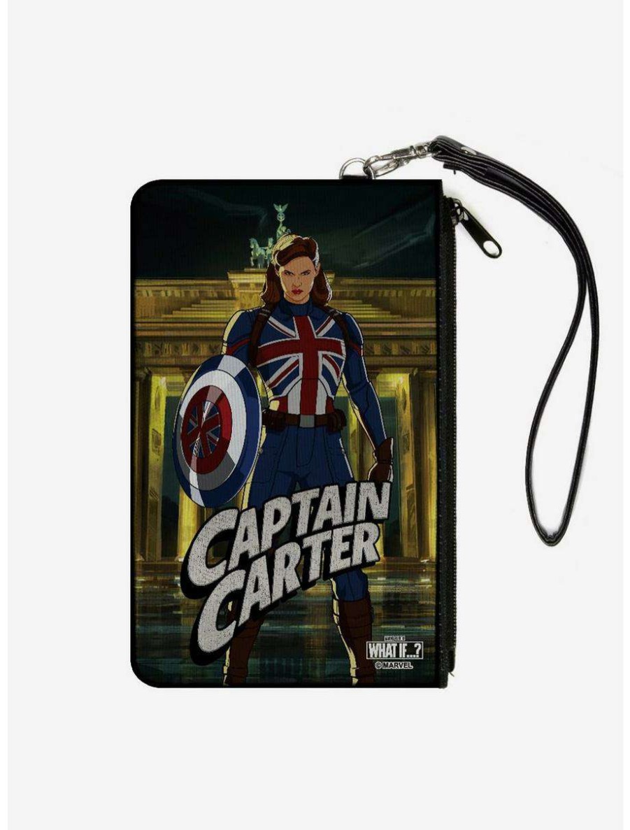 Wallets * | Boxlunch Marvel What If?? Captain Carter Shield Canvas Zip Clutch Wallet