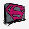 Wallets * | Boxlunch Dc Comics Superman Shield Close Up Weathered Zip Around Rectangle Wallet