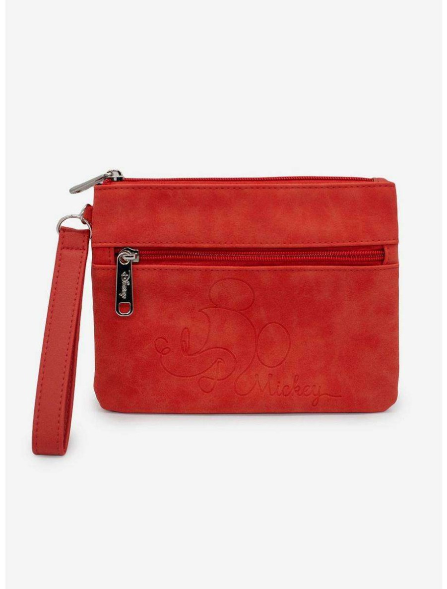 Wallets * | Boxlunch Disney Mickey Mouse Debossed Double Pocket Wristlet