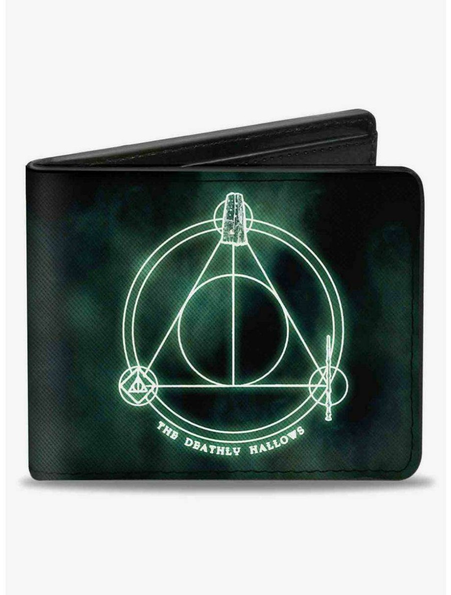 Wallets * | Boxlunch Harry Potter The Deathly Hallows Cloak Stone Wand Trinity Bifold Wallet