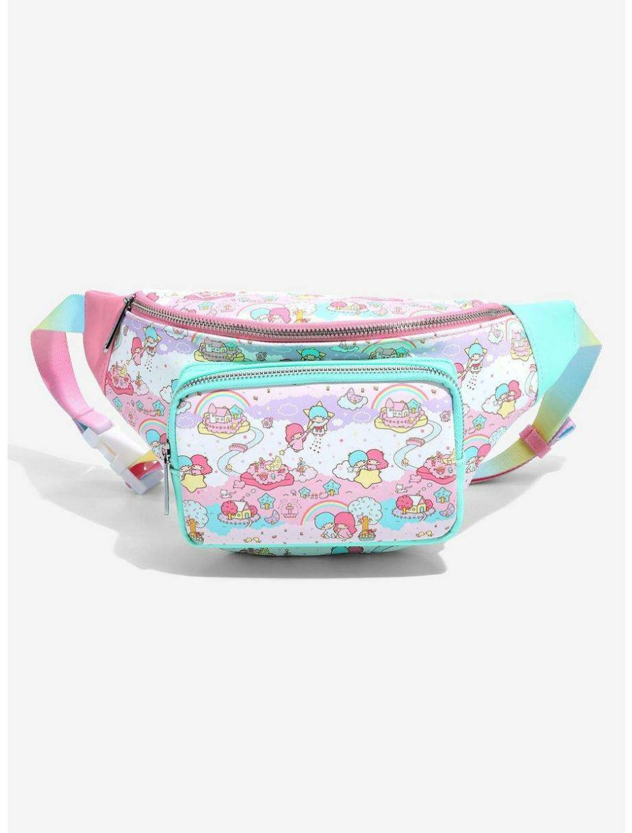 Fanny Packs * | Loungefly Sanrio Little Twin Stars Rainbow Allover Print Fanny Pack Boxlunch Exclusive