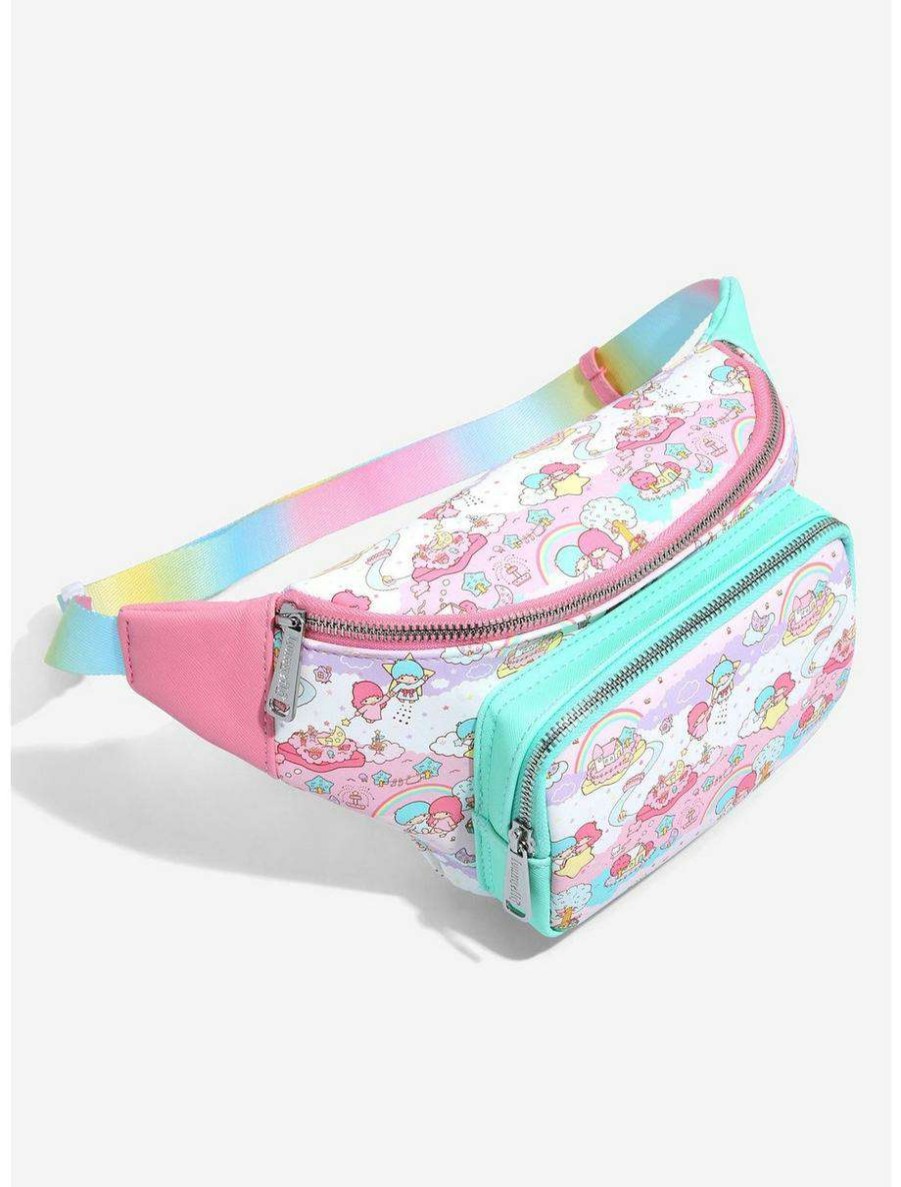 Fanny Packs * | Loungefly Sanrio Little Twin Stars Rainbow Allover Print Fanny Pack Boxlunch Exclusive