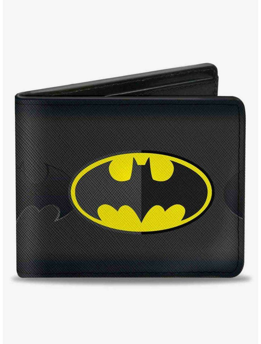 Wallets * | Boxlunch Dc Comics Batman Icon Centebat Signal Stripe Bifold Wallet