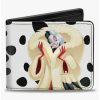 Wallets * | Boxlunch Disney Cruella De Vil Cream Fur Pose Spots Bifold Wallet