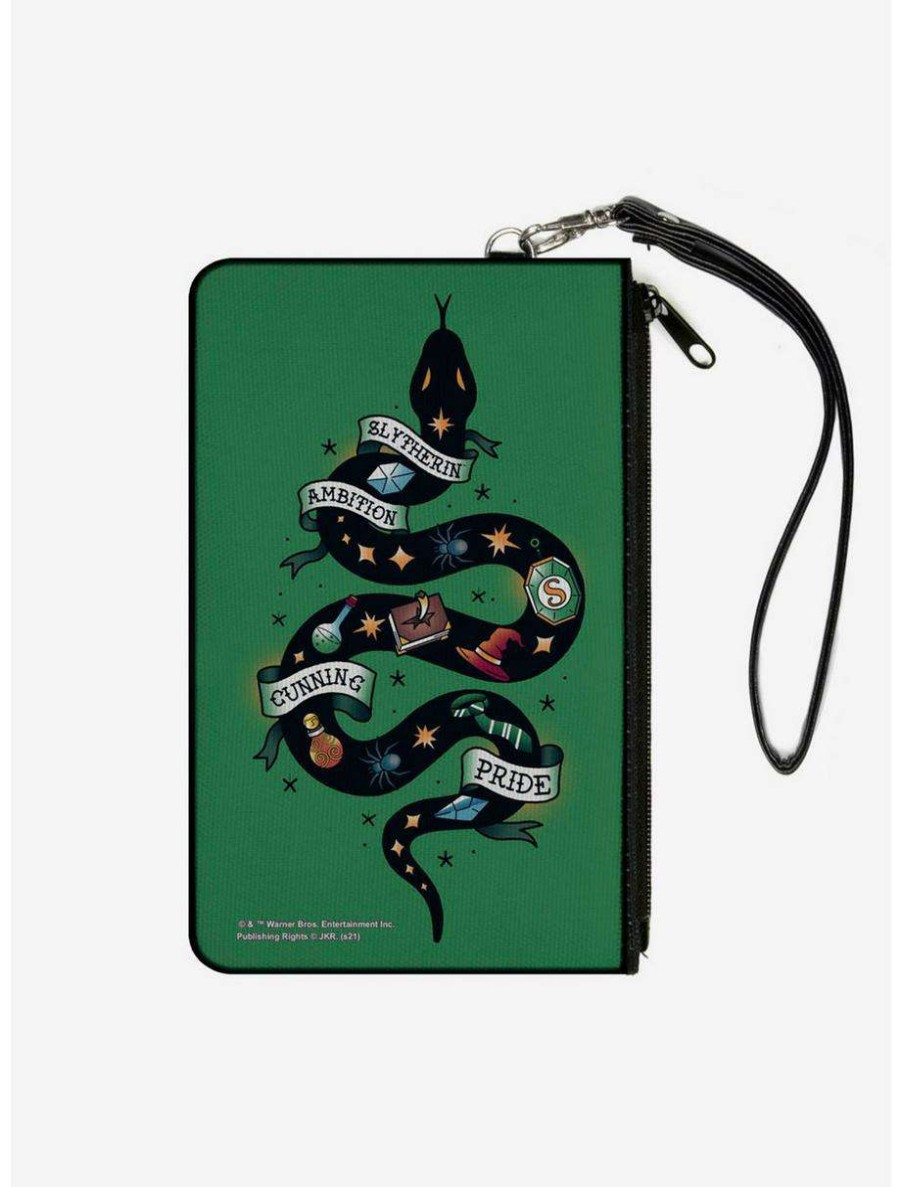 Wallets * | Boxlunch Harry Potter Slytherin Serpent Traits Canvas Clutch Wallet