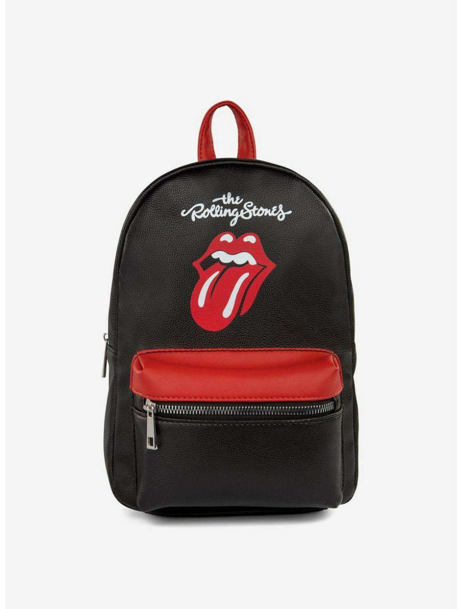 Backpacks * | Boxlunch Bugatti Rolling Stones Vegan Leather Mini Backpack Black