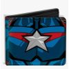 Wallets * | Boxlunch Marvel Captain America Character Close Up Chest And Back Bifold Wallet