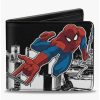 Wallets * | Boxlunch Marvel Spider-Man Swinging Pose2 Skyline Bifold Wallet