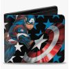 Wallets * | Boxlunch Marvel Captain America Throwing Shield Stars Bifold Wallet