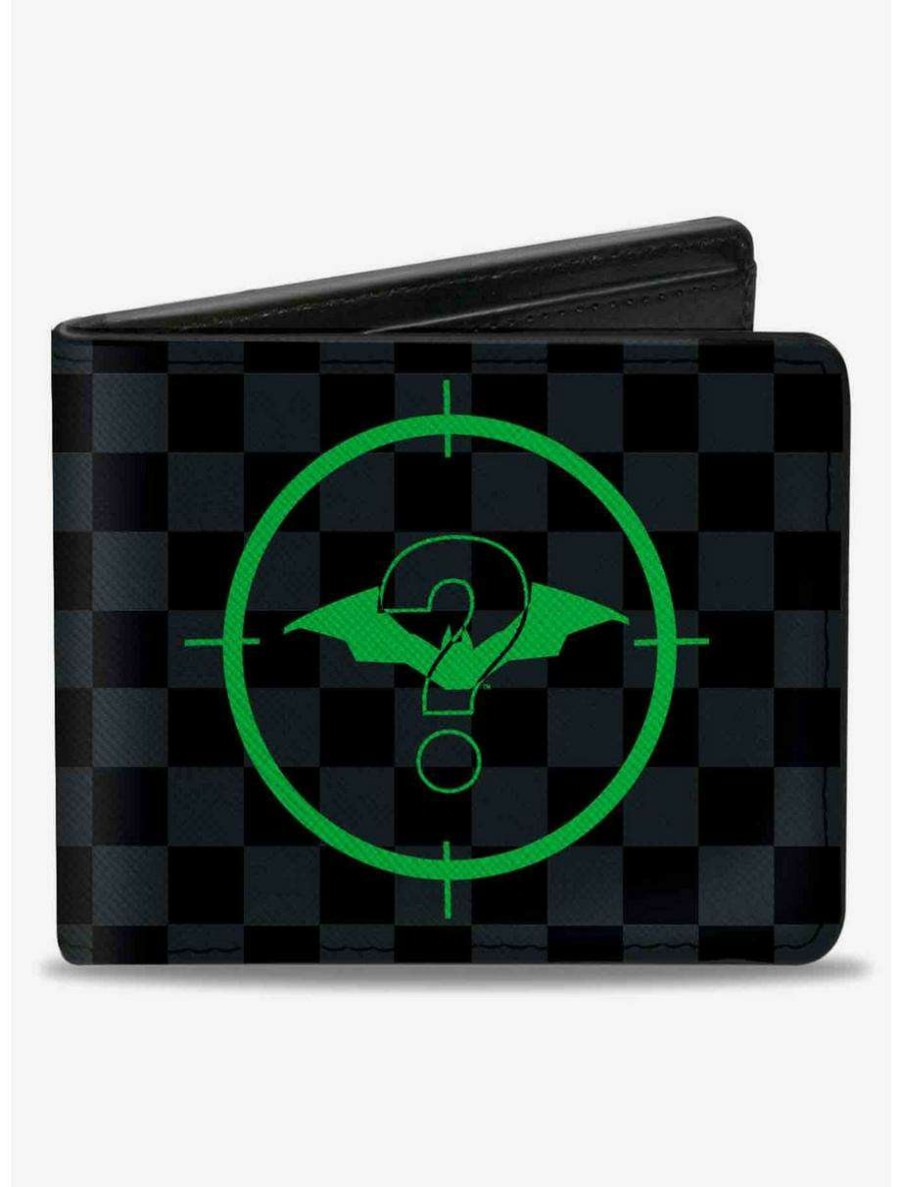 Wallets * | Boxlunch Dc Comics The Batman Movie Batman And Riddler Target Logo Checker Bifold Wallet