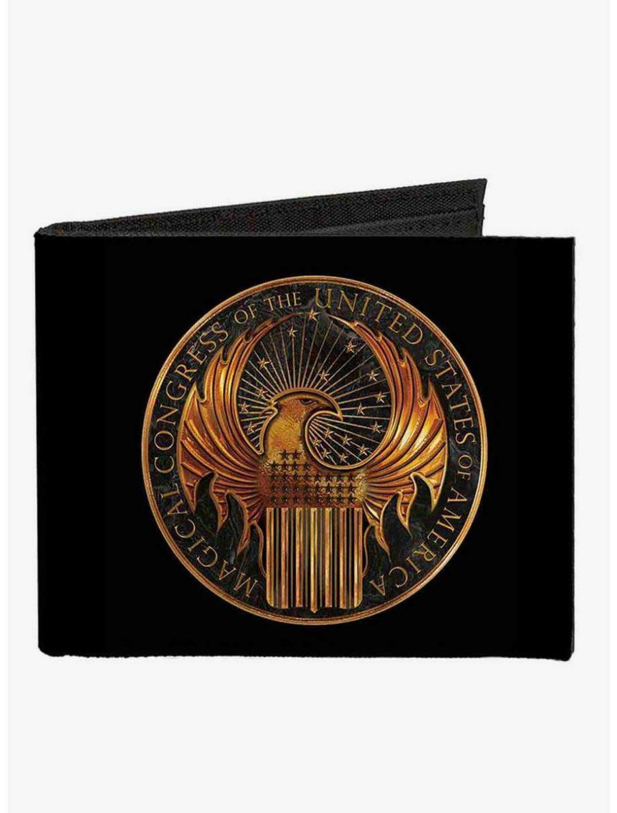 Wallets * | Boxlunch Fantastic Beasts Macusa Seal Canvas Bifold Wallet