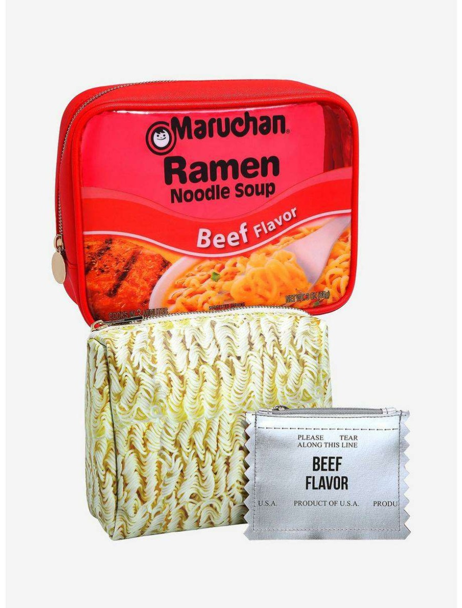 Cosmetic Bags * | Boxlunch Maruchan Beef Ramen Noodle Soup Cosmetic Bag Set