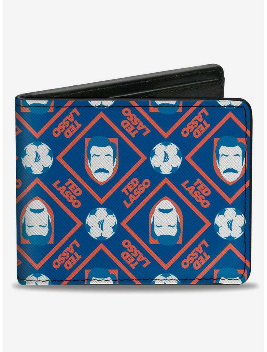 Wallets * | Boxlunch Ted Lasso Text With Icon And Soccer Ball Pattern Bifold Wallet