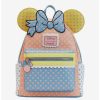 Backpacks * | Boxlunch Loungefly Disney Minnie Mouse Pastel Polka Dot Figural Mini Backpack