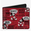 Wallets * | Boxlunch Disney Mickey Mouse Poses And Quotes Collage Bifold Wallet