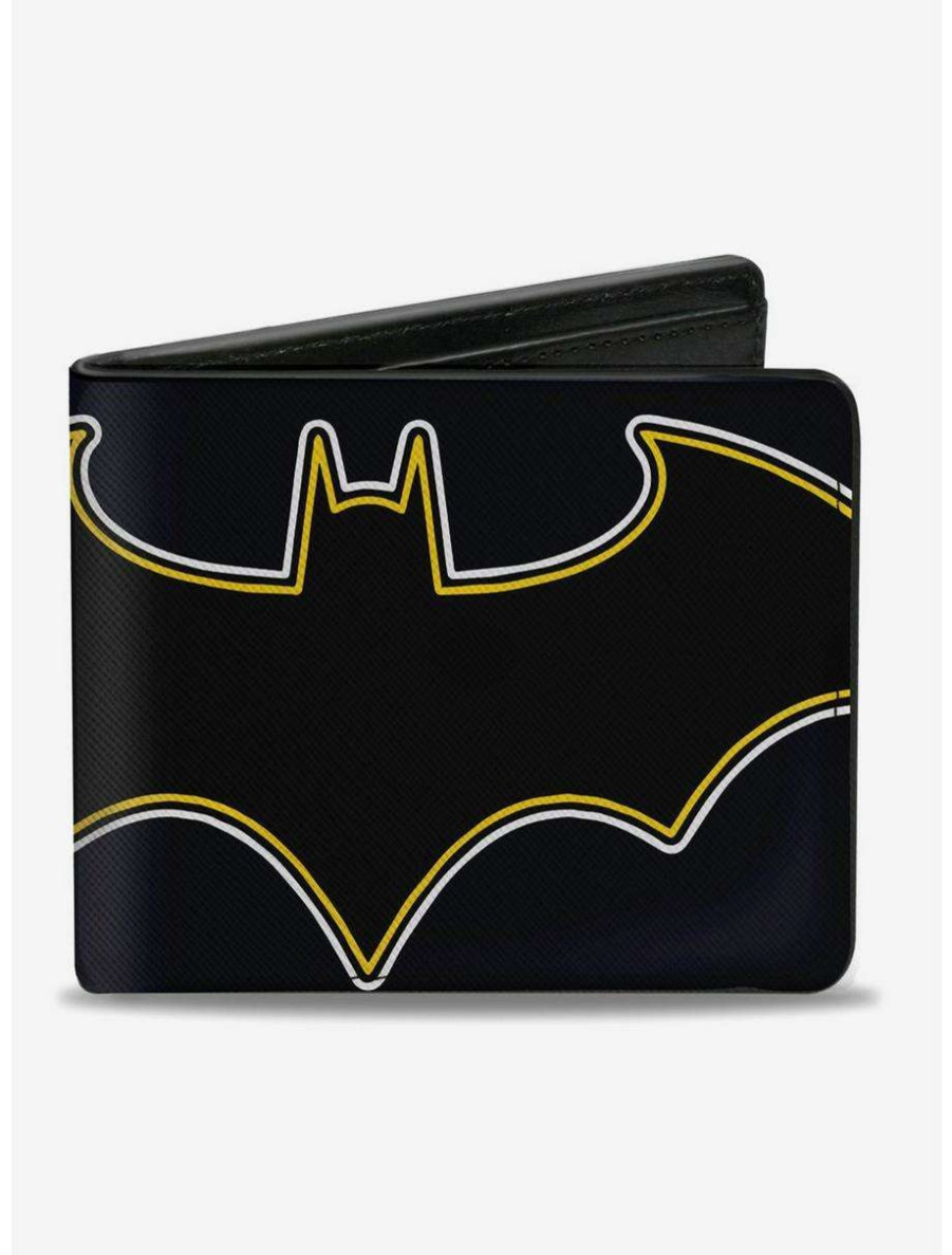 Wallets * | Boxlunch Dc Comics Batman Black And White Bat Logo Close Up Bi-Fold Wallet