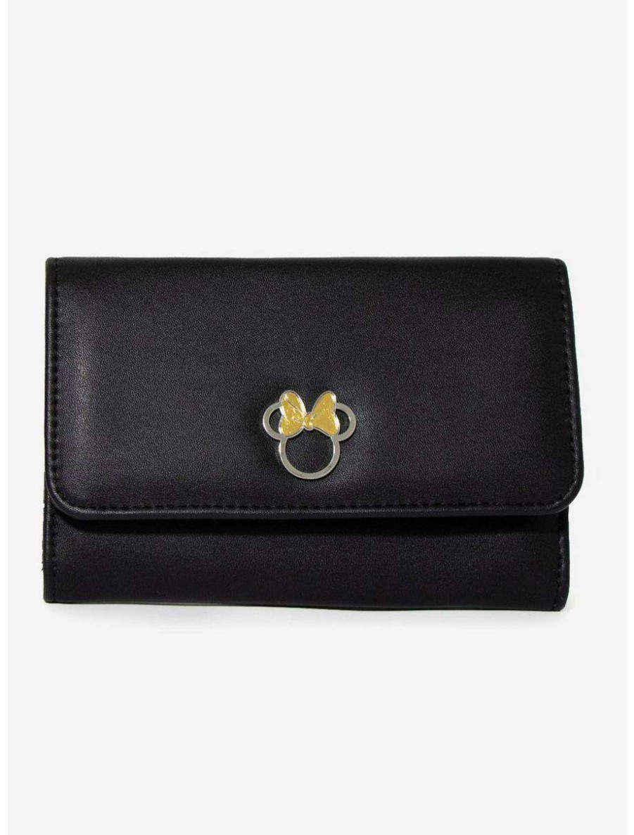 Wallets * | Boxlunch Disney Minnie Mouse Bow Vegan Leather Foldover Wallet