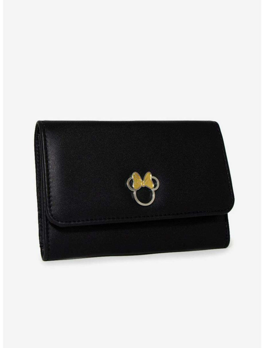 Wallets * | Boxlunch Disney Minnie Mouse Bow Vegan Leather Foldover Wallet