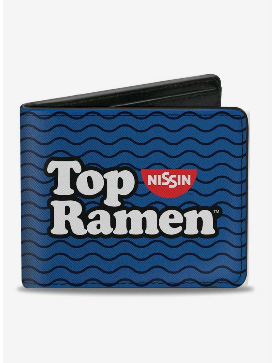 Wallets * | Boxlunch Top Ramen Noodle Wave Blue Black White Bi-Fold Wallet