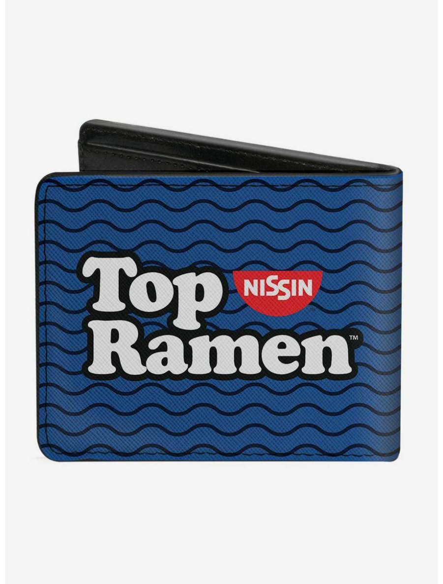 Wallets * | Boxlunch Top Ramen Noodle Wave Blue Black White Bi-Fold Wallet