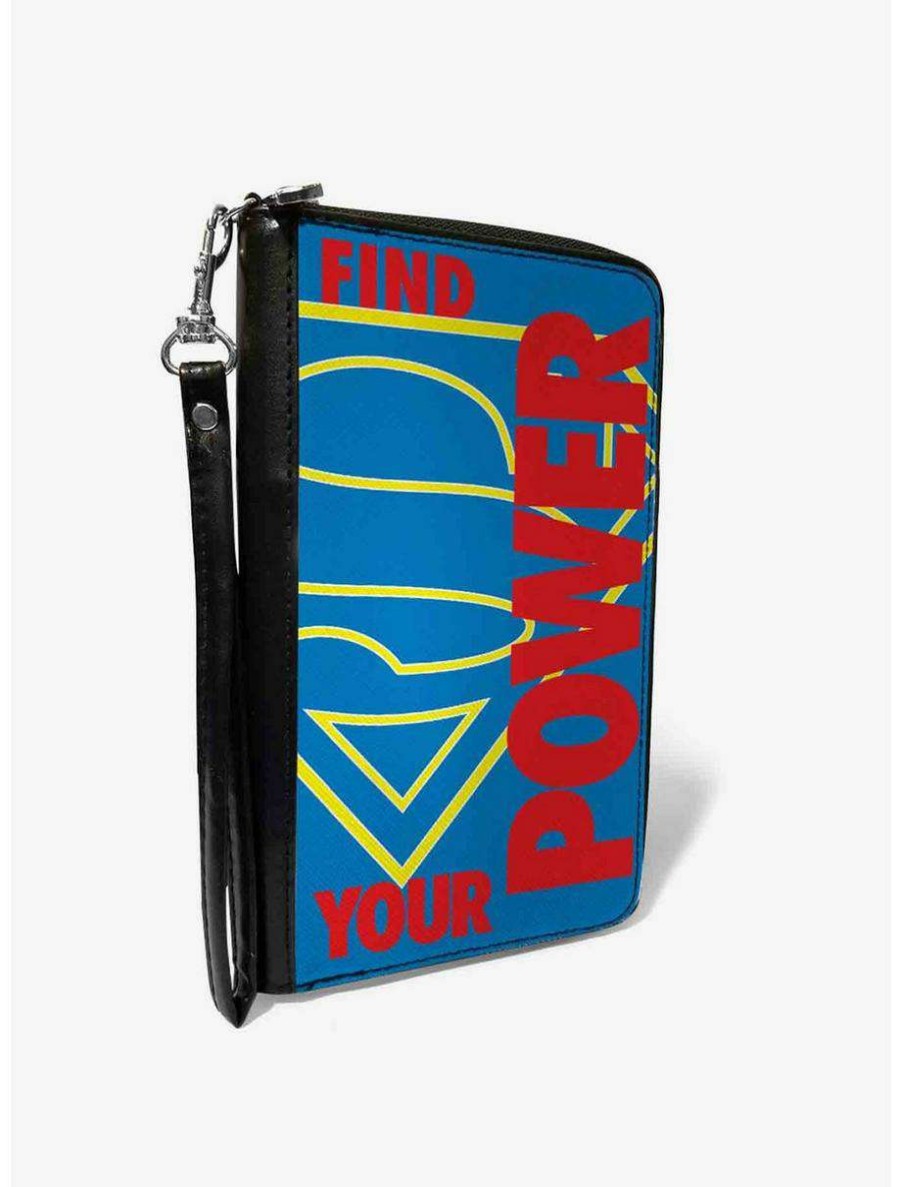 Wallets * | Boxlunch Dc Comics Superman Shield Find Your Power Zip Around Wallet