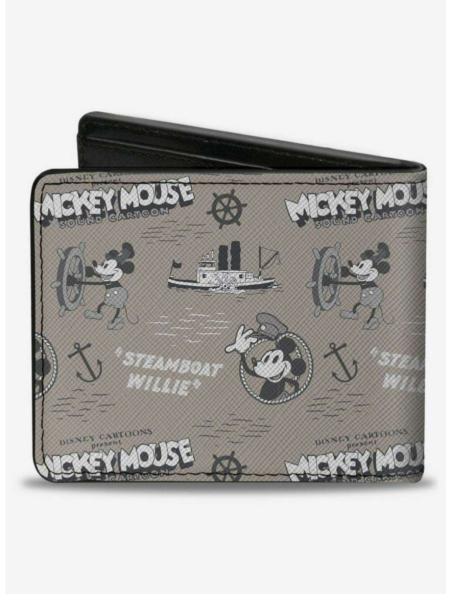 Wallets * | Boxlunch Disney100 Mickey Mouse Steamboat Willie Collage Bifold Wallet