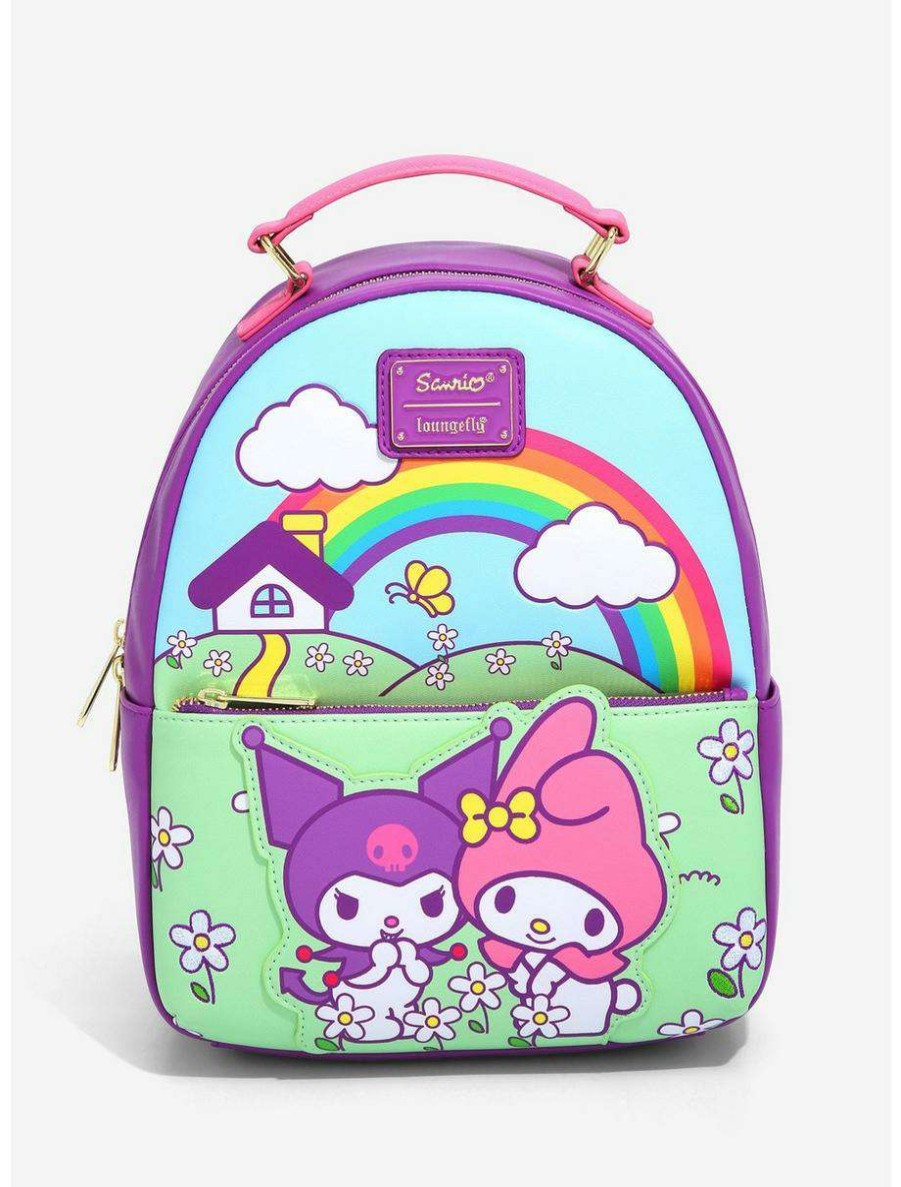 Backpacks * | Loungefly Sanrio Kuromi & My Melody Scenic Mini Backpack Boxlunch Exclusive