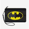 Wallets * | Boxlunch Dc Comics Batman Icon Centered Bat Signal Wallet Canvas Zip Clutch