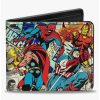 Wallets * | Boxlunch Marvel 4 Avenger Superhero Action Marvel Comics Logo Scenes Multi Bifold Wallet