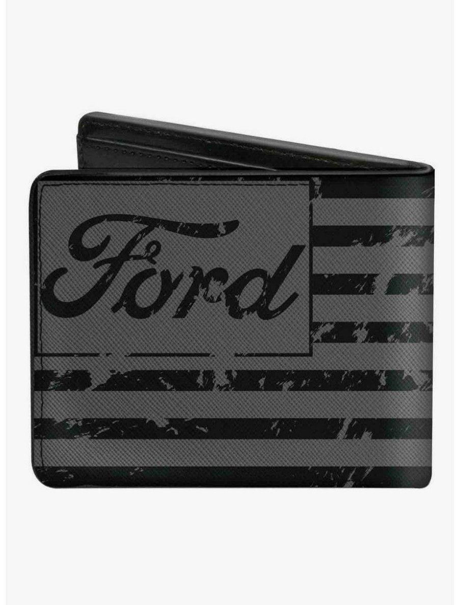 Wallets * | Boxlunch Ford Script Americana Flag Weathered Bifold Wallet