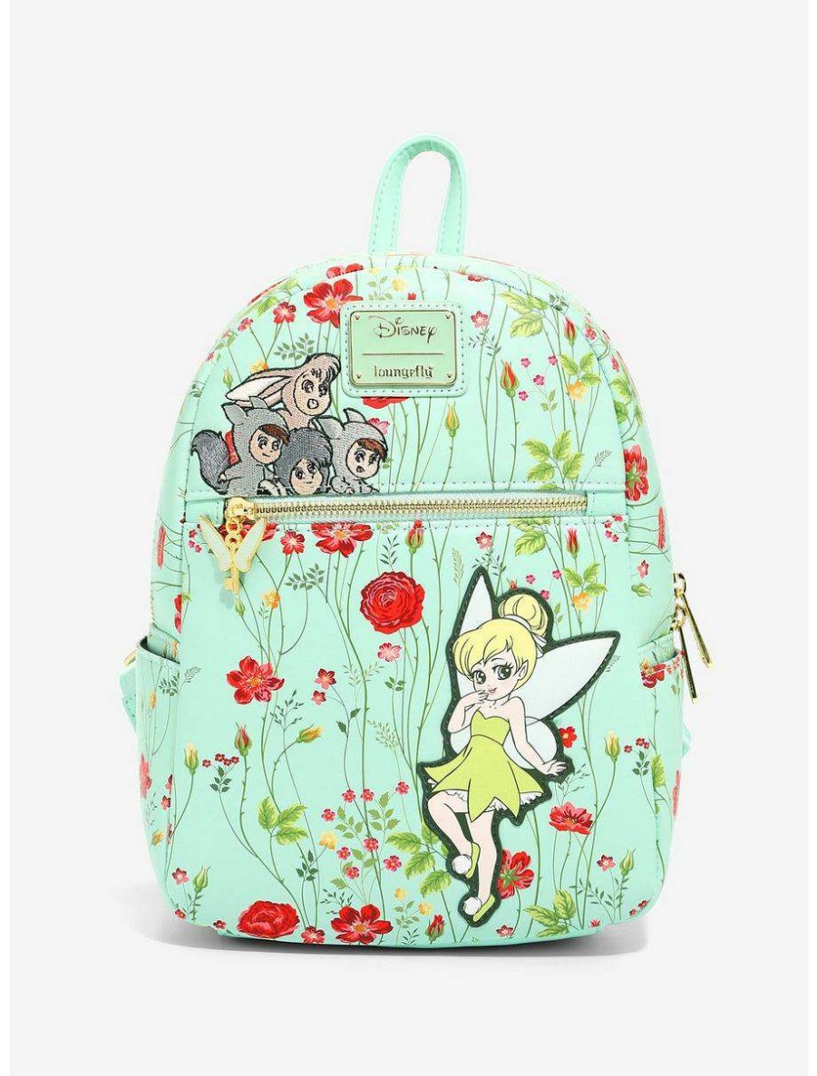 Mini Backpacks * | Boxlunch Loungefly Disney Peter Pan Tinkerbell & Lost Boys Floral Mini Backpack