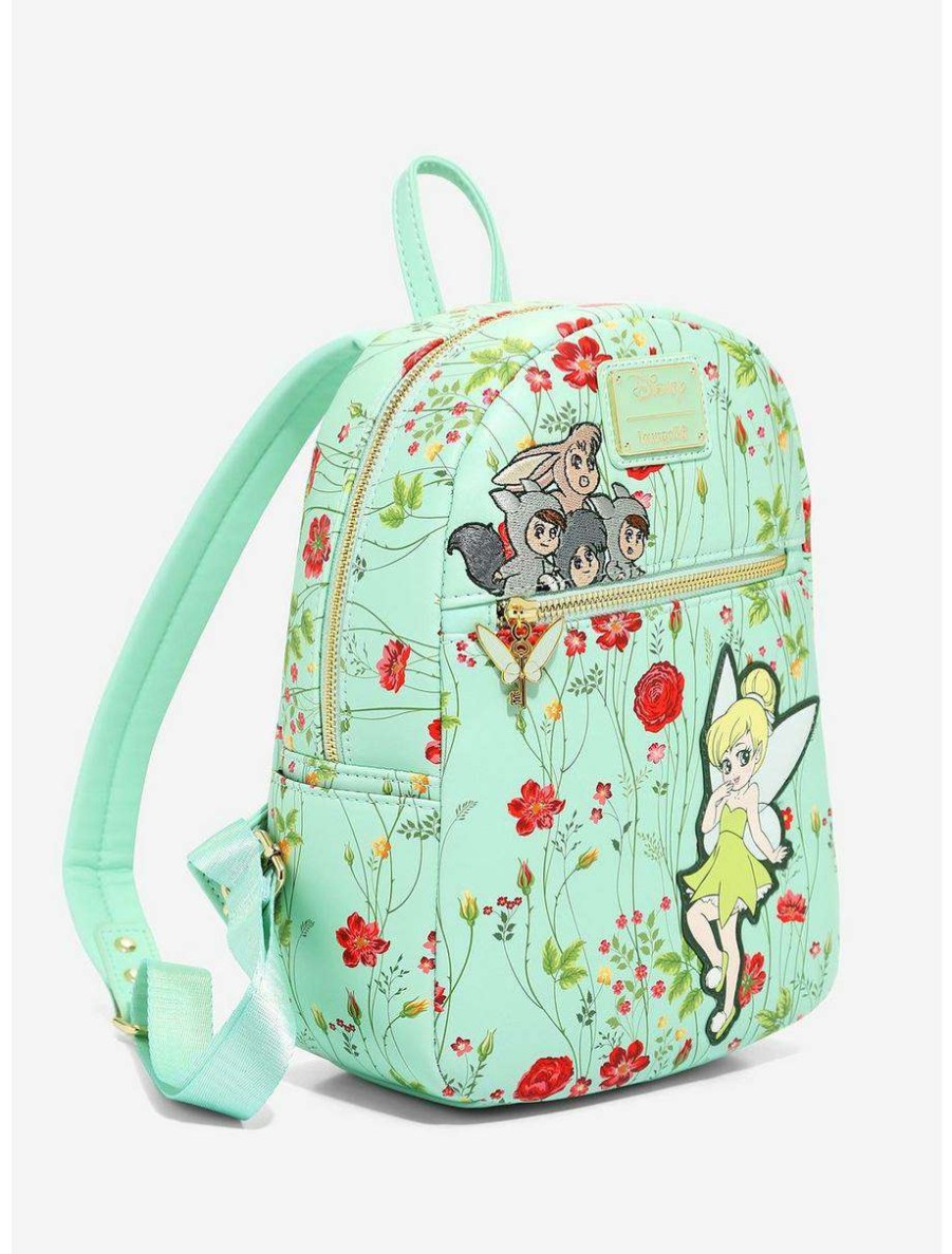 Mini Backpacks * | Boxlunch Loungefly Disney Peter Pan Tinkerbell & Lost Boys Floral Mini Backpack