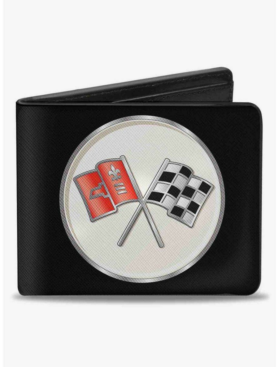 Wallets * | Boxlunch Corvette C2 Flags Logo Bifold Wallet